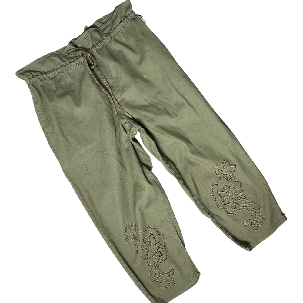 Future Collective Paperbag‎ Pants Size 17 Olive Green Eyelet Floral Cargo NWT